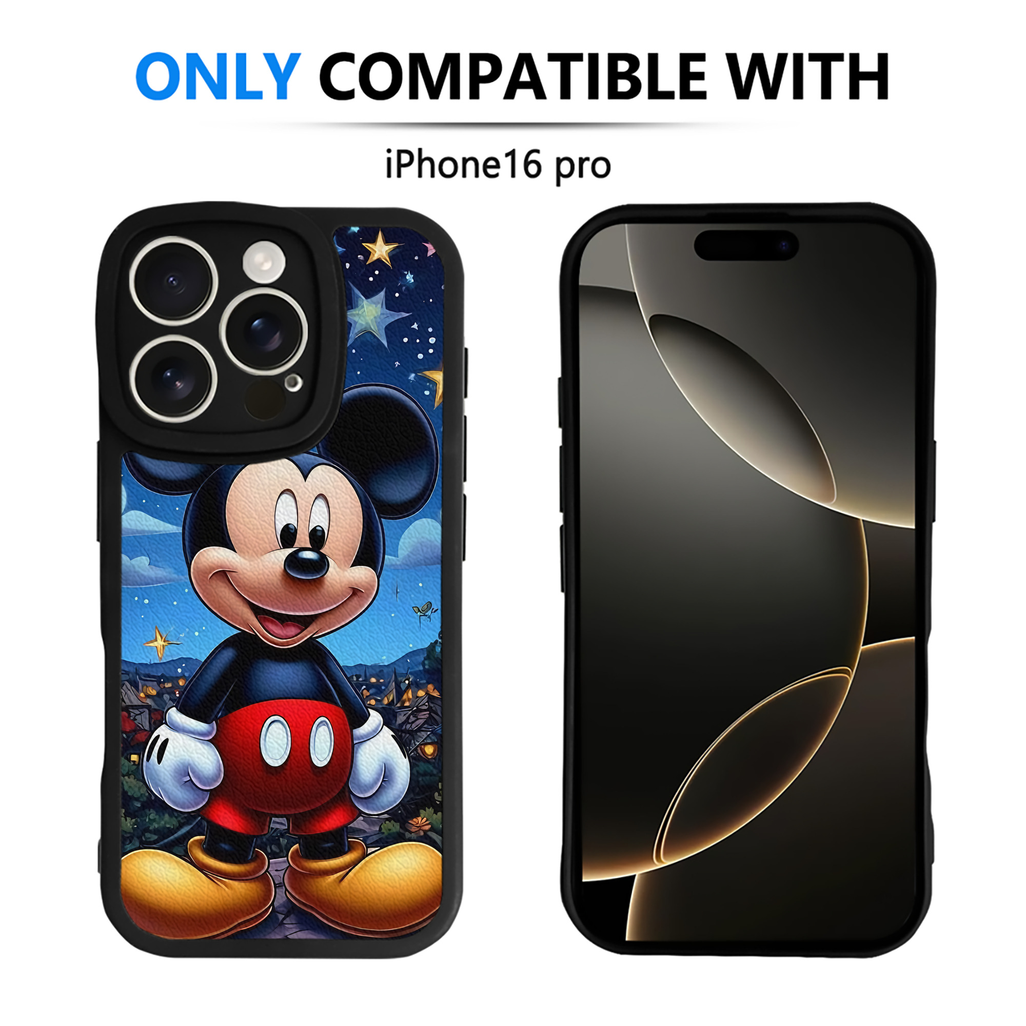 （画像用） ミッキーマウス Mickey Mouse 【iPhone 16シリーズ対応】シリコンスマホケース（レザー調） 材質：シリコン